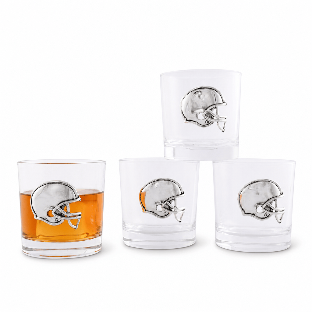 Arthur Court Football Helmet Bar Glasses Set of 4