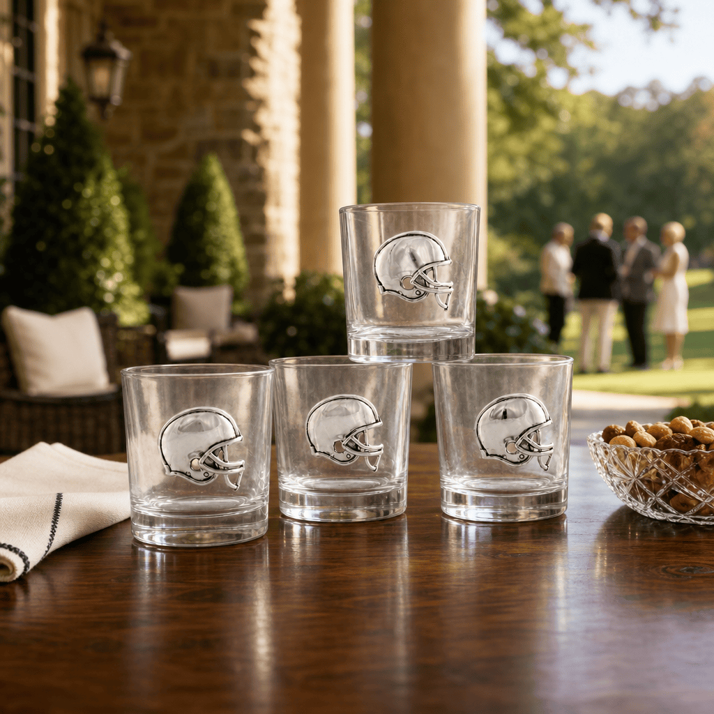 Arthur Court Football Football Helmet Bar Glasses Set of 4