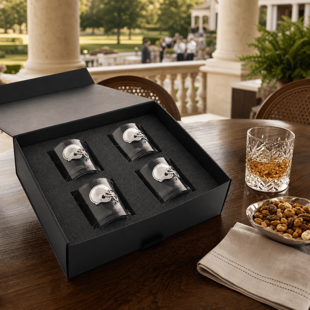 Arthur Court Football Football Helmet Bar Glasses Set of 4