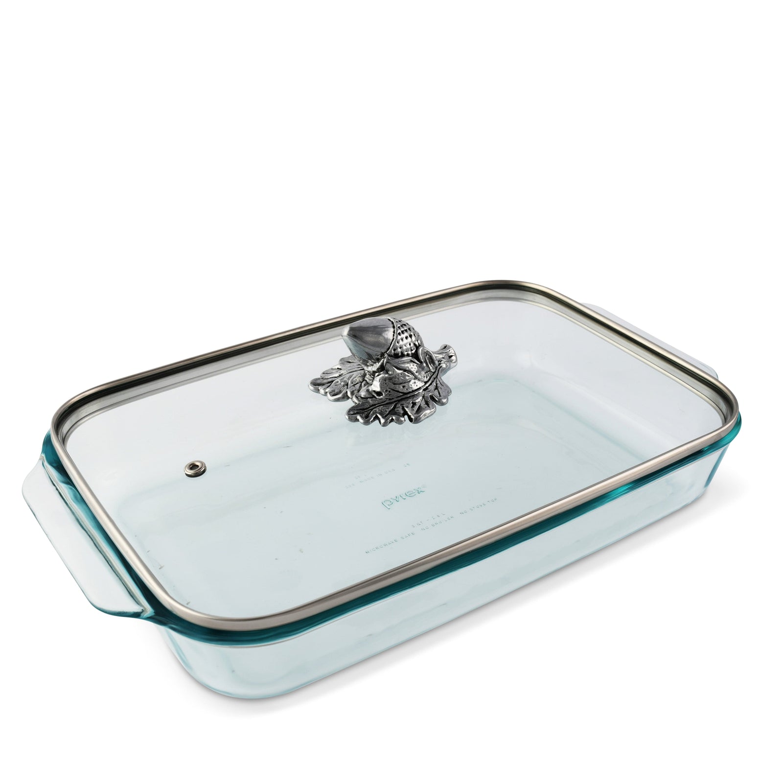 Arthur Court Forest Acorn Lid with Pyrex 3 quart Baking Dish