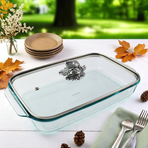 Arthur Court Forest Acorn Lid with Pyrex 3 quart Baking Dish
