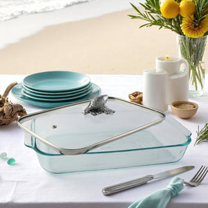 Arthur Court Forest Acorn Lid with Pyrex 3 quart Baking Dish