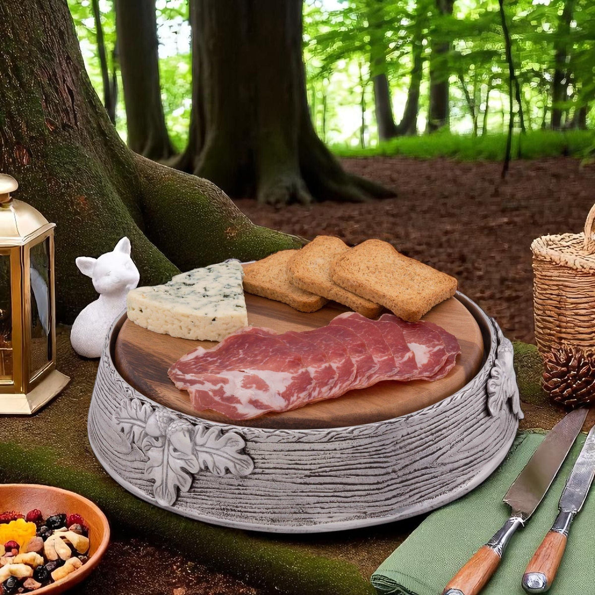 Arthur Court Forest Acorn Oak Leaf Cheese Pedestal