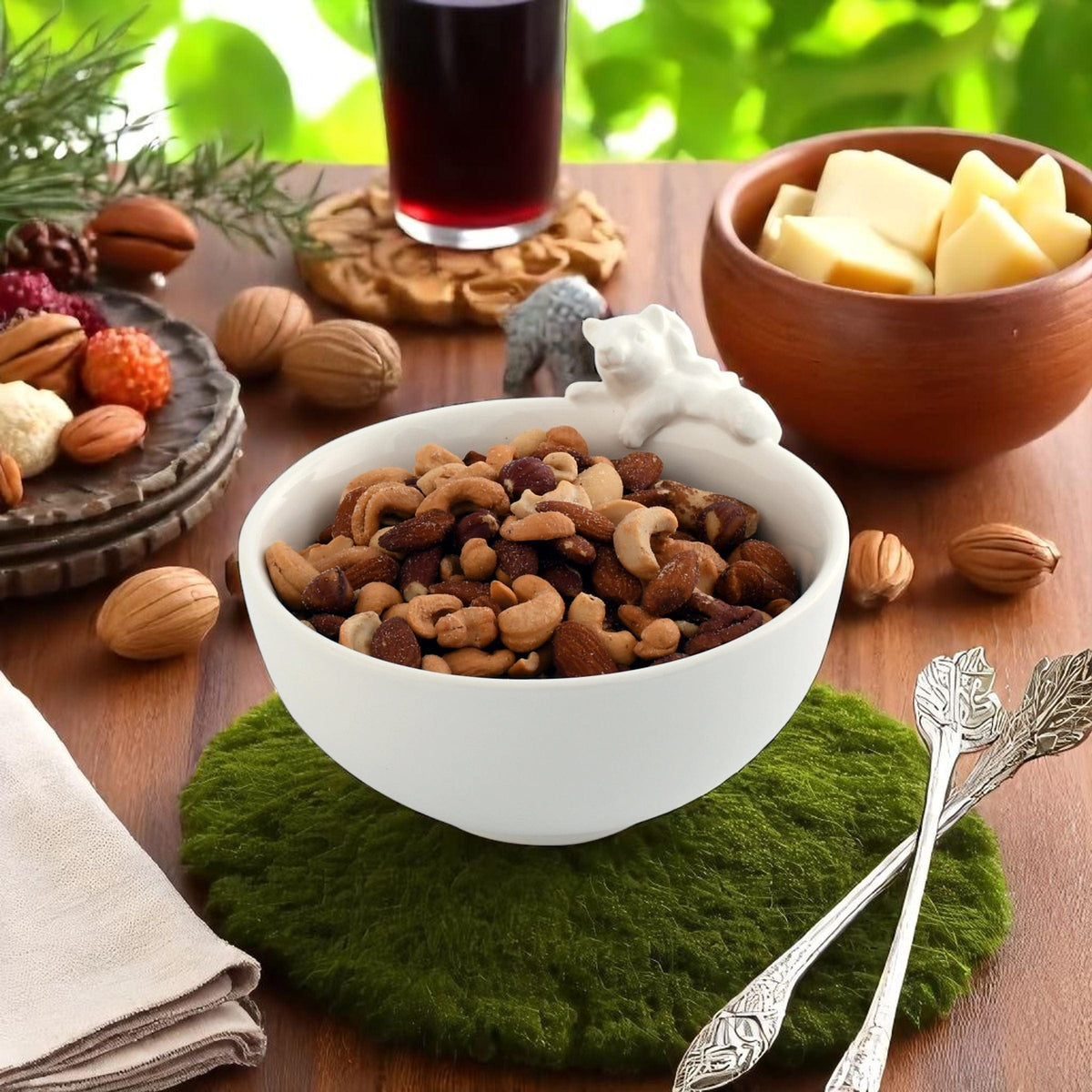 Arthur Court Forest Climbing Squirrel Stoneware Nut Bowl