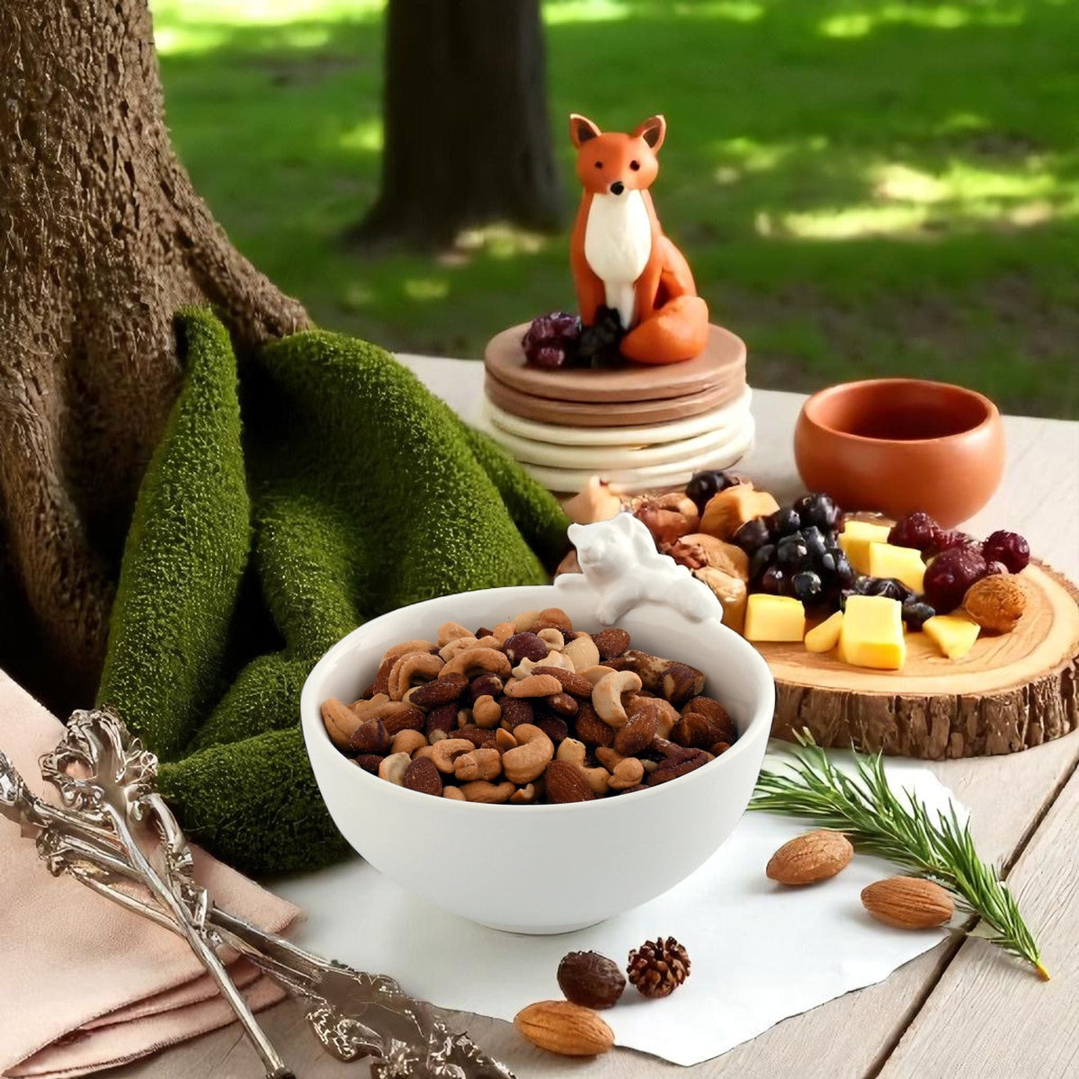 Arthur Court Forest Climbing Squirrel Stoneware Nut Bowl