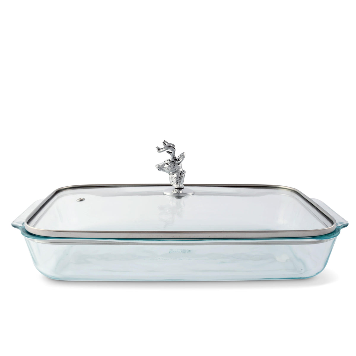 Arthur Court Forest Deer Head Lid with Pyrex 3 quart Baking Dish