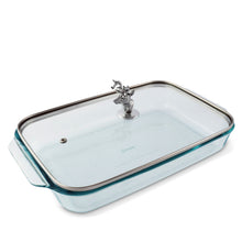 Arthur Court Forest Deer Head Lid with Pyrex 3 quart Baking Dish