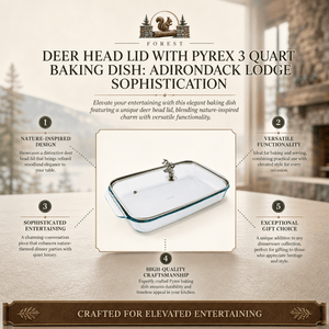 Arthur Court Forest Deer Head Lid with Pyrex 3 quart Baking Dish
