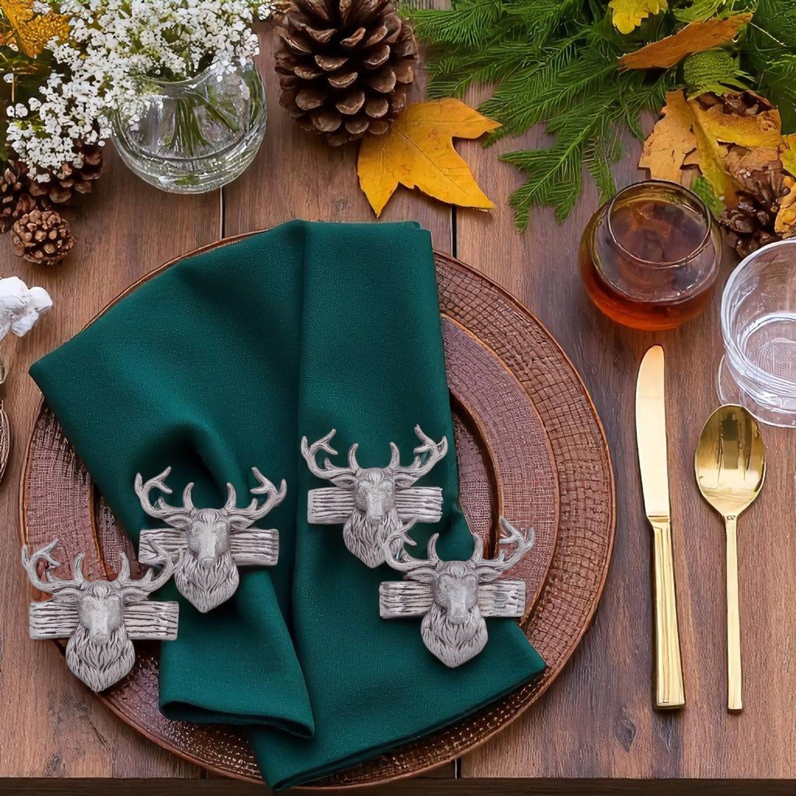Arthur Court Forest Elk Head Napkin Rings