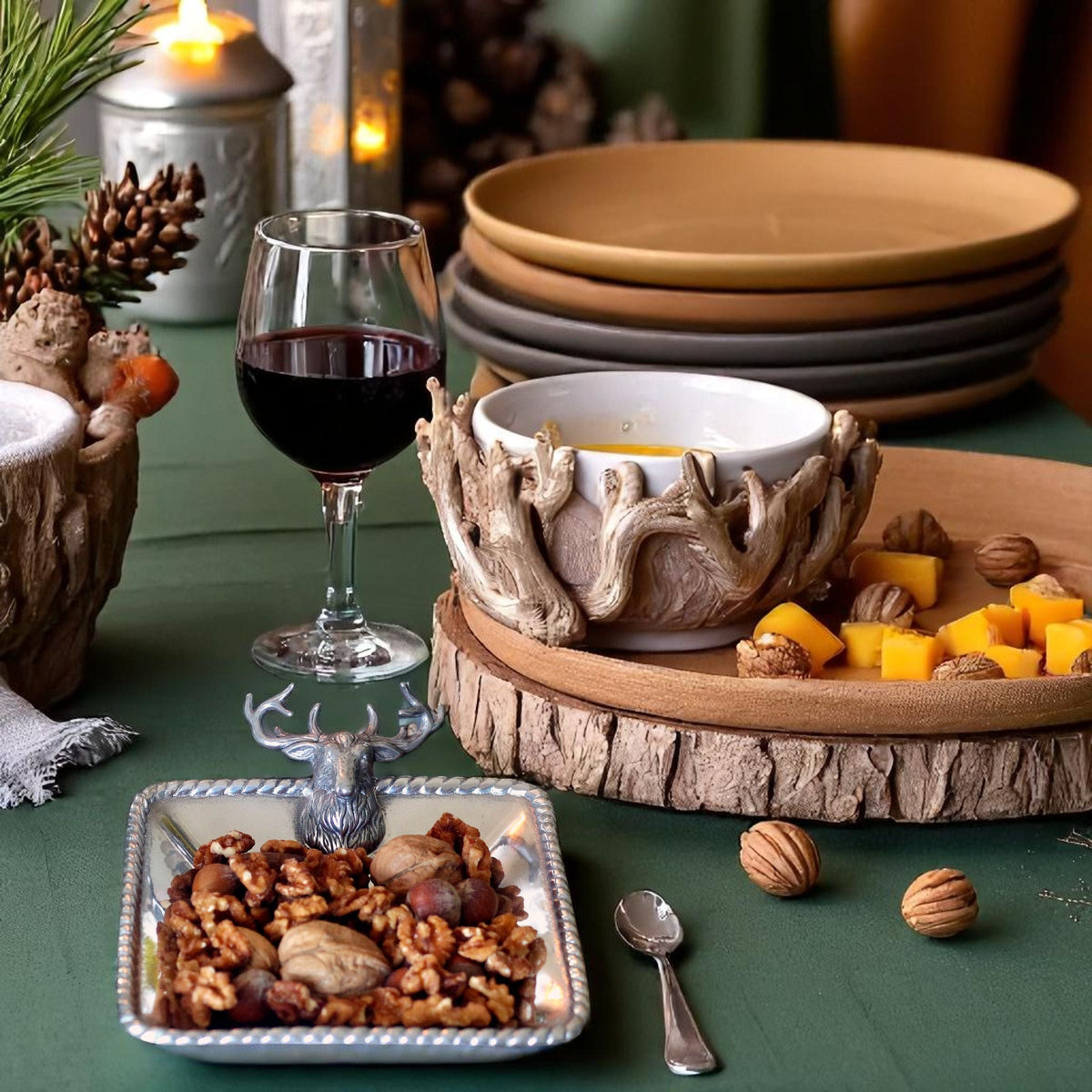 Arthur Court Forest Elk Head Nut Bowl