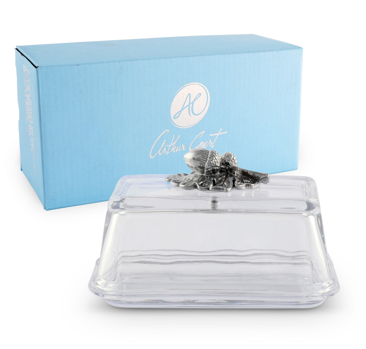Arthur Court Forest Glass Butter Dish - Acorn