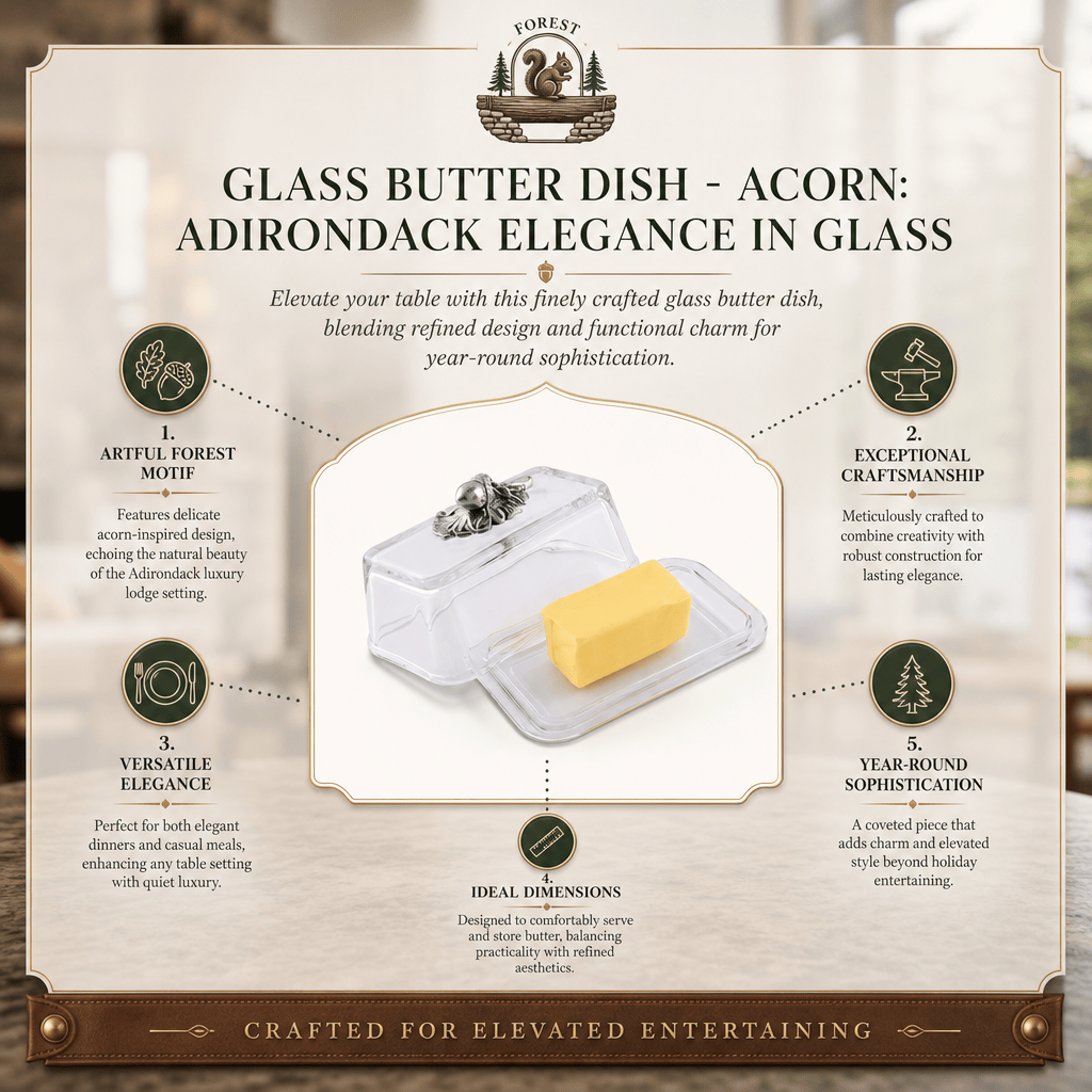 Arthur Court Forest Glass Butter Dish - Acorn