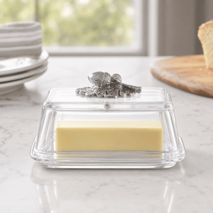 Arthur Court Forest Glass Butter Dish - Acorn