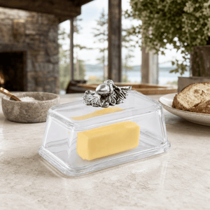 Arthur Court Forest Glass Butter Dish - Acorn