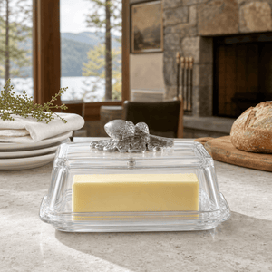 Arthur Court Forest Glass Butter Dish - Acorn