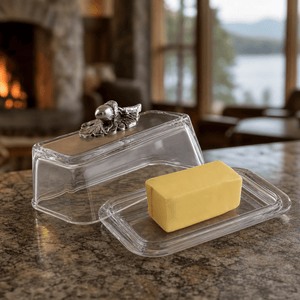 Arthur Court Forest Glass Butter Dish - Acorn