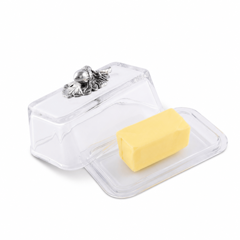 Arthur Court Forest Glass Butter Dish - Acorn