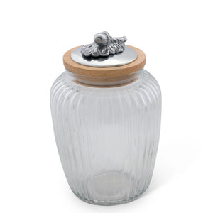 Arthur Court Forest Large  60 oz Acorn Oak Knob Glass Canisters