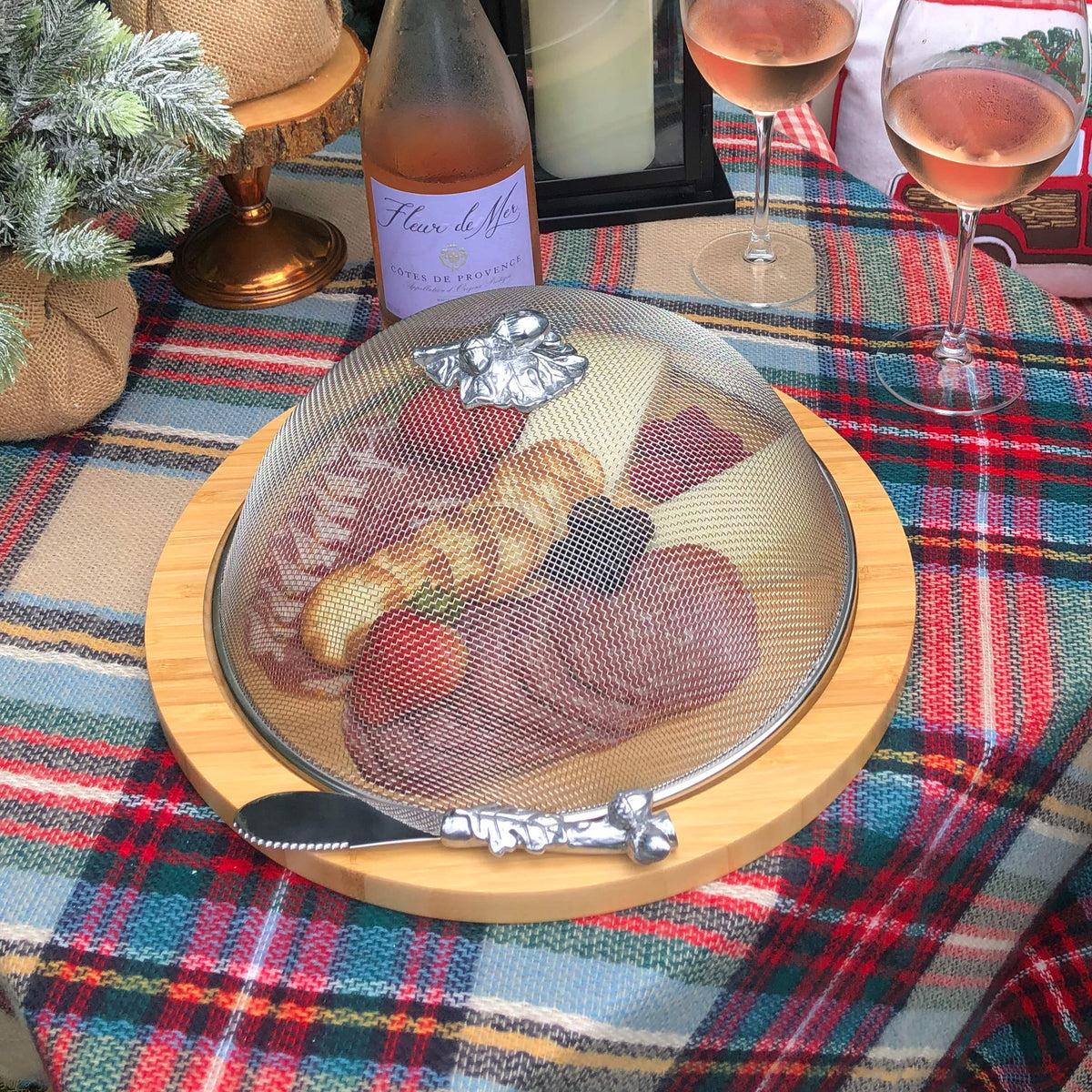 Arthur Court Forest Oak Leaf 3 Piece Picnic Cheese Board / Spreader