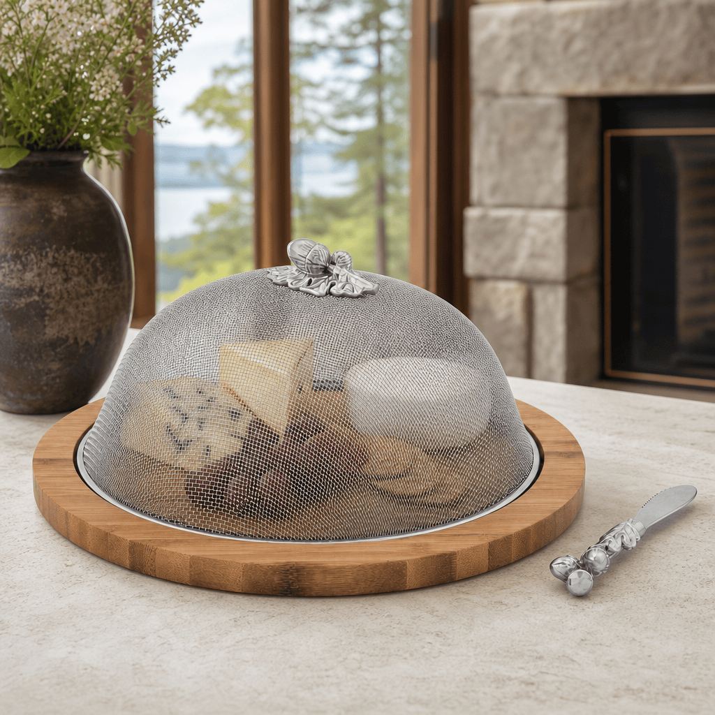 Arthur Court Forest Oak Leaf 3 Piece Picnic Cheese Board / Spreader