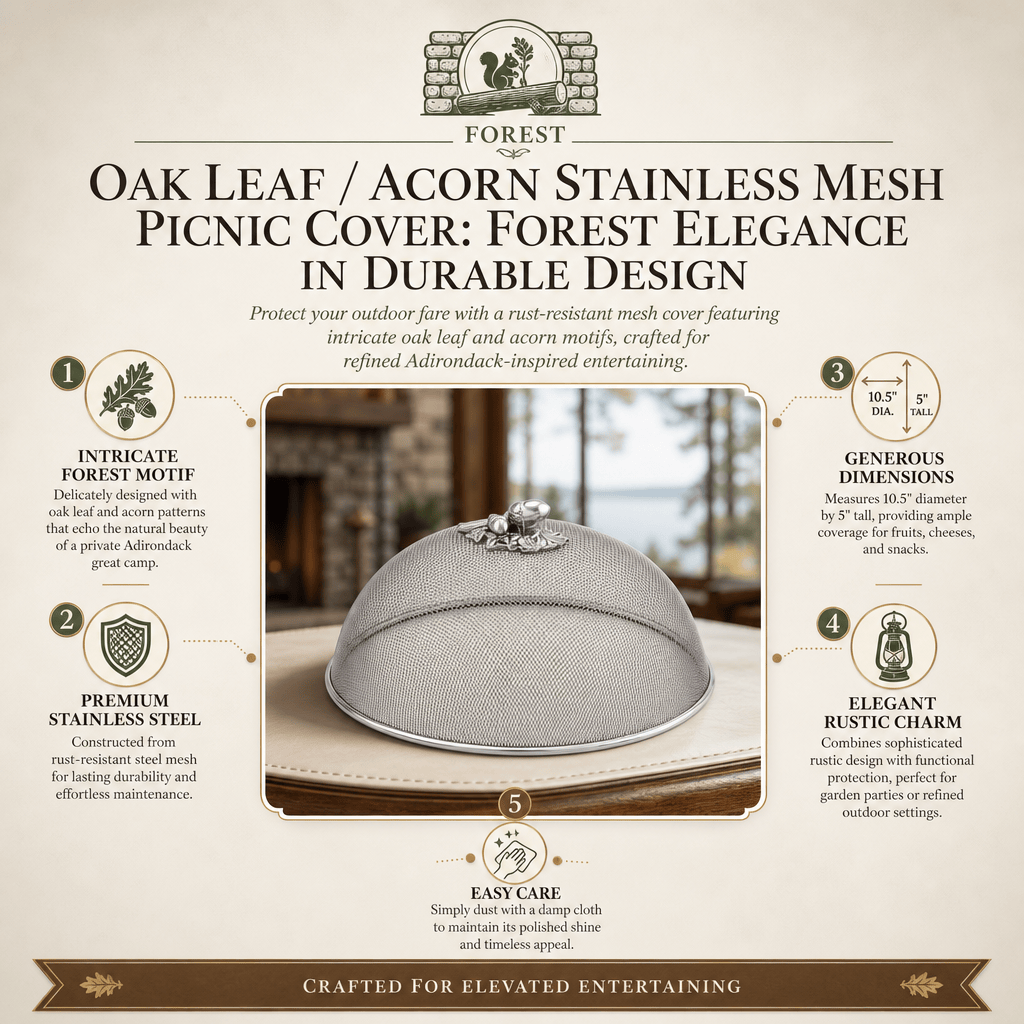 Arthur Court Forest Oak Leaf / Acorn Stainless Mesh Picnic Cover
