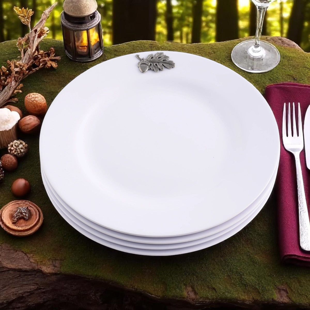 Arthur Court Forest Oak Leaf Melamine Lunch Plates - Set of 4