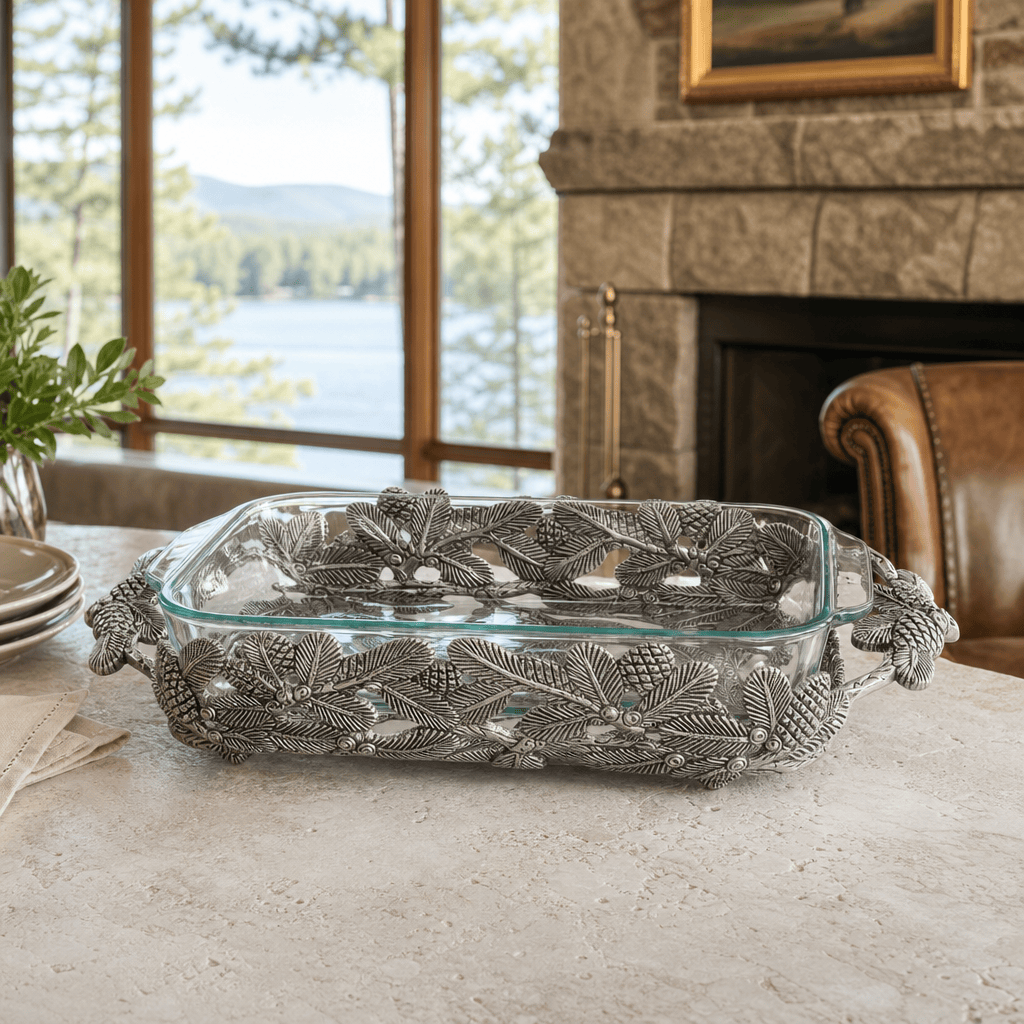 Arthur Court Forest Pine Cone Forest Casserole 3 Quart Holder