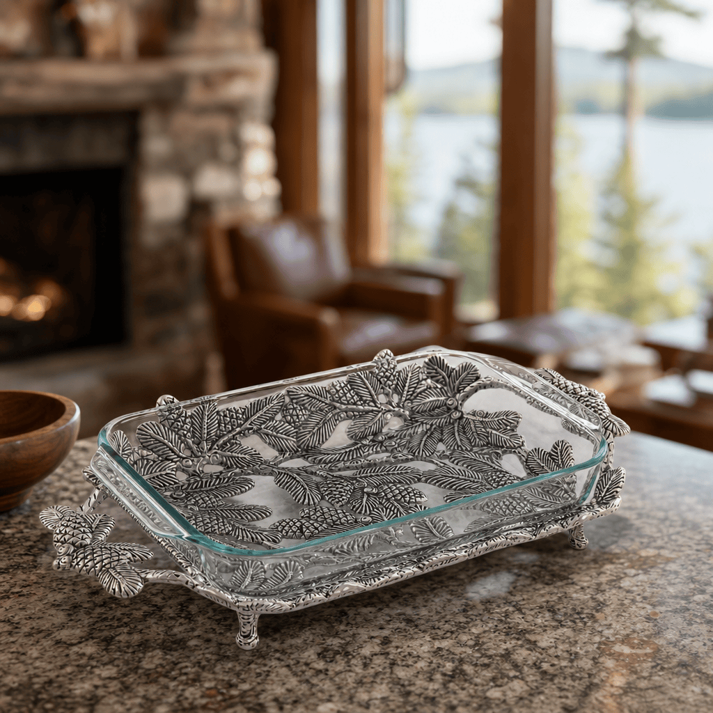 Arthur Court Forest Pine Cone Forest Casserole 3 Quart Holder