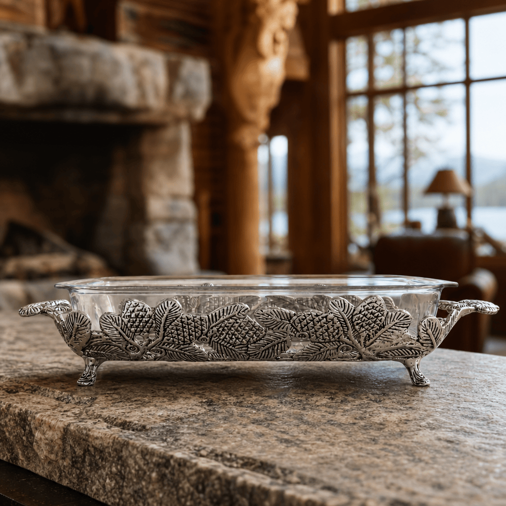 Arthur Court Forest Pine Cone Forest Casserole 3 Quart Holder