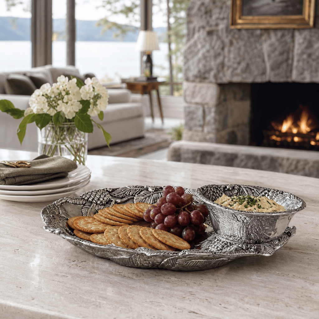 Arthur Court Forest Pine Cone Forest Chip and Dip Tray