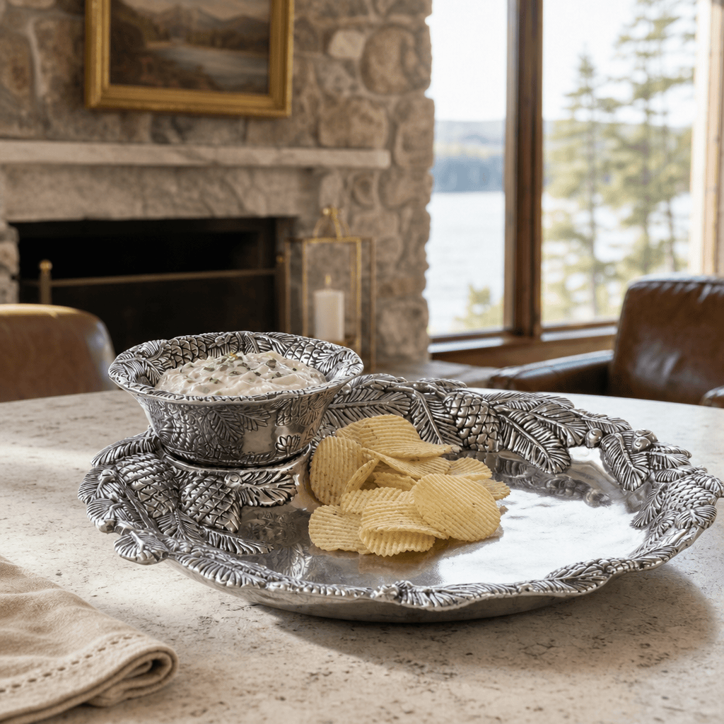 Arthur Court Forest Pine Cone Forest Chip and Dip Tray
