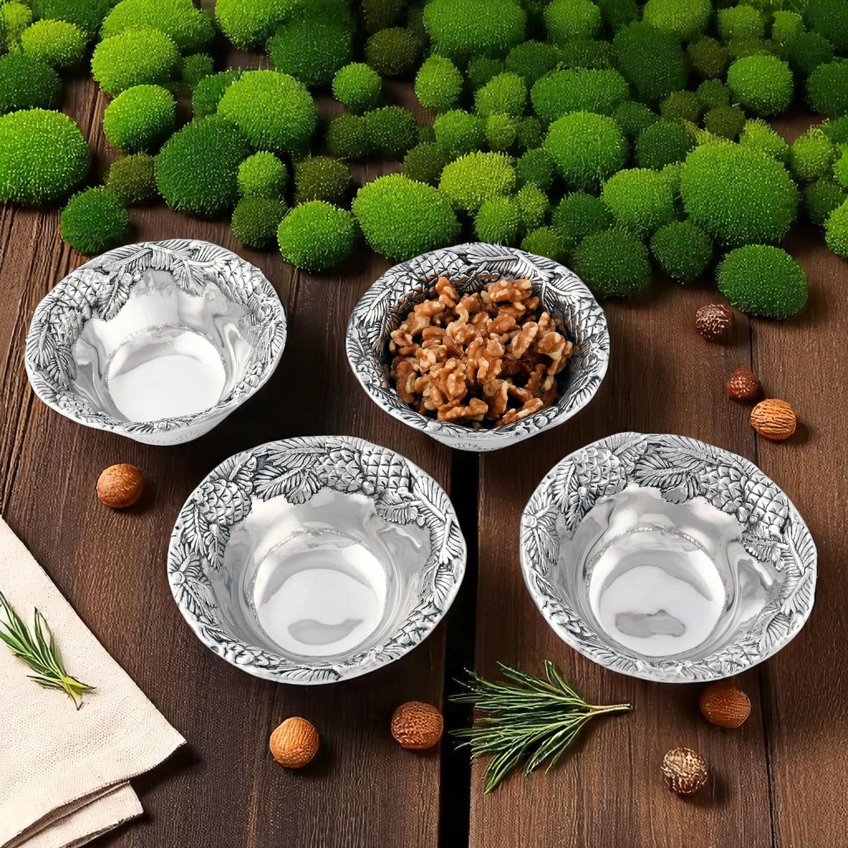 Arthur Court Forest Pine Cone Forest Dip Bowl Set of 4