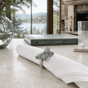 Arthur Court Forest Pine Cone Forest Pattern Napkin Rings Set of 4