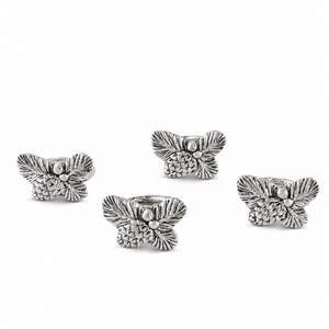 Arthur Court Forest Pine Cone Forest Pattern Napkin Rings Set of 4
