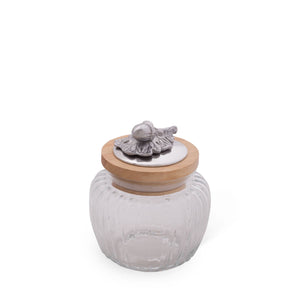 Arthur Court Forest Small 20 oz Acorn Oak Knob Glass Canisters