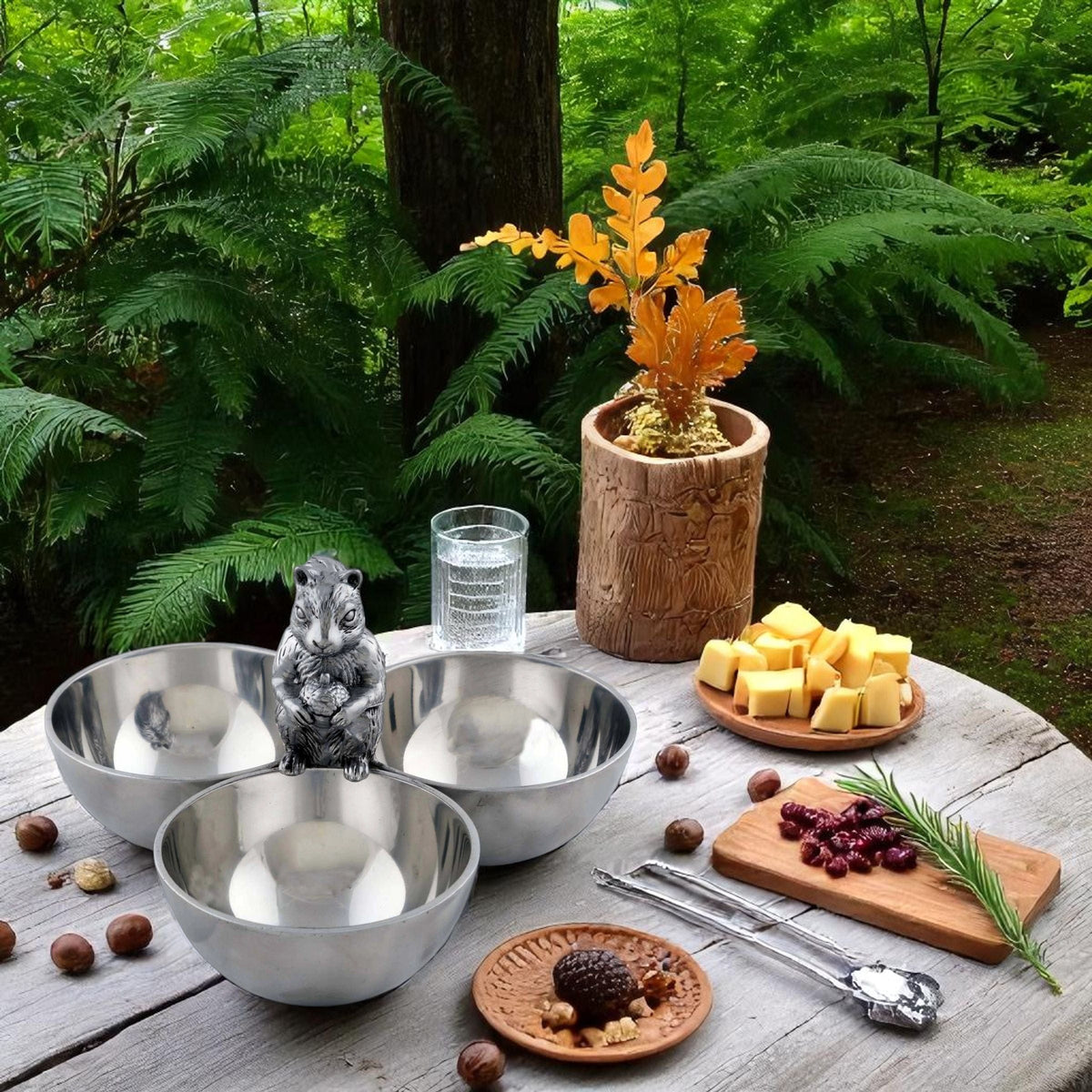 Arthur Court Forest Squirrel 3 Nut Bowl