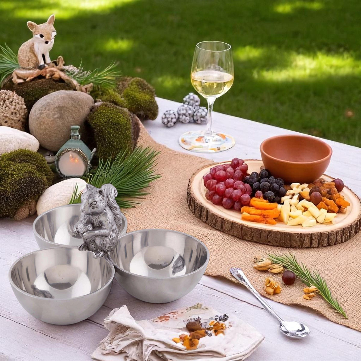 Arthur Court Forest Squirrel 3 Nut Bowl