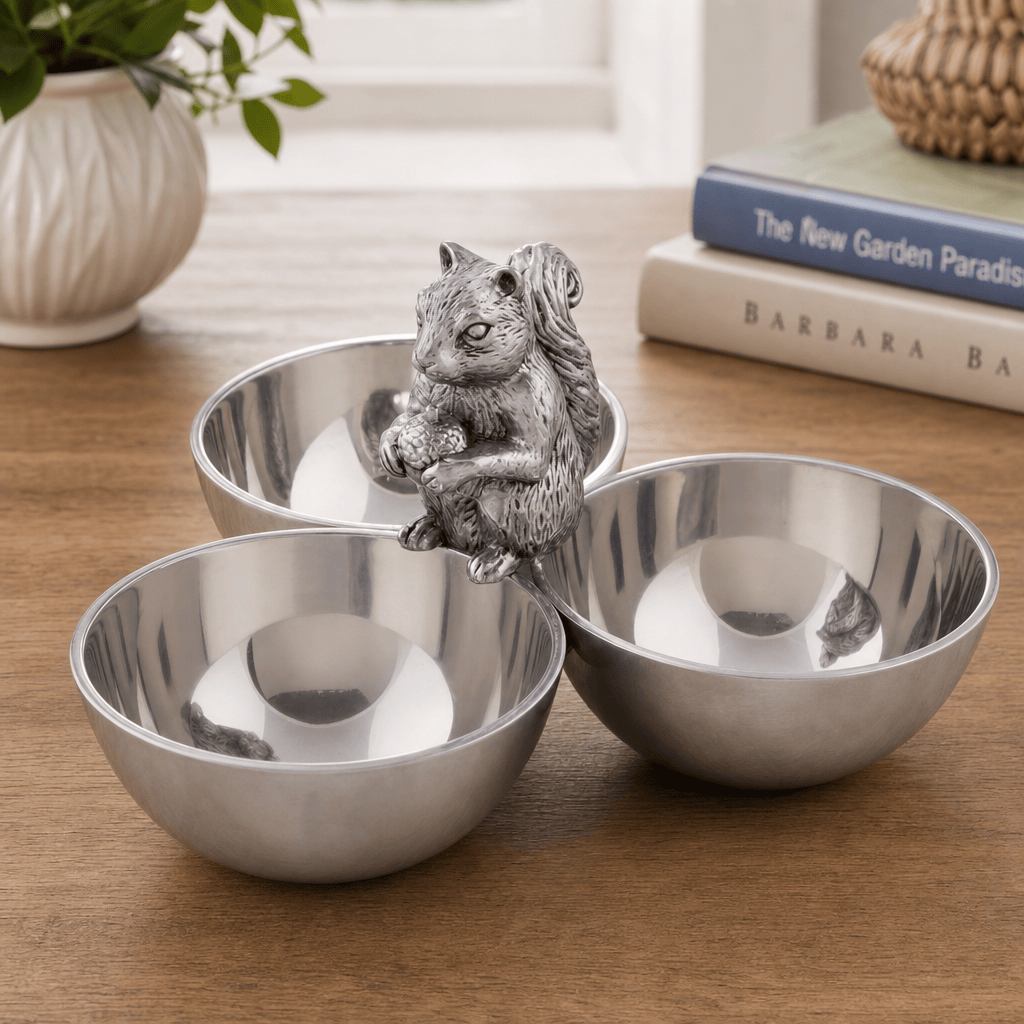Arthur Court Forest Squirrel 3 Nut Bowl