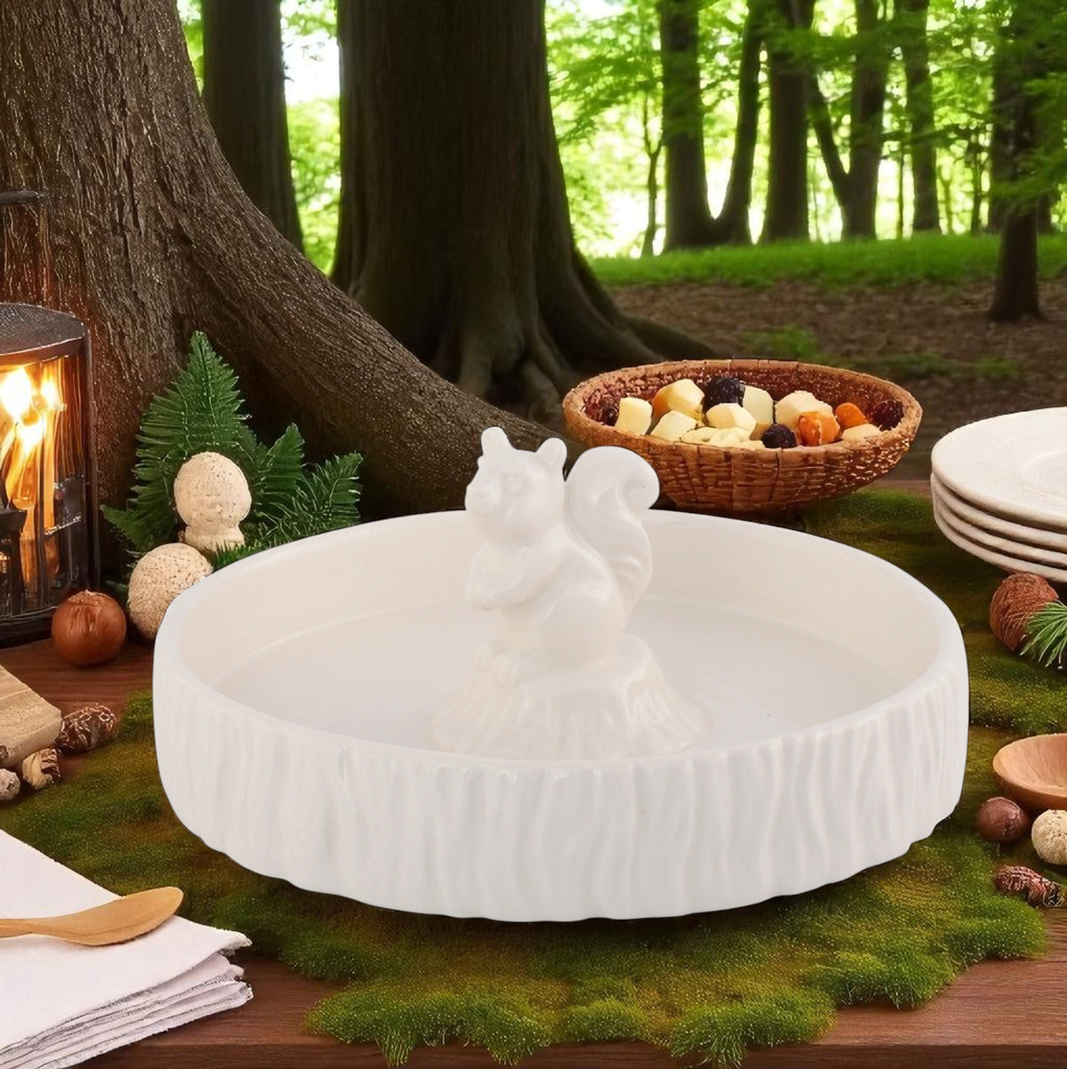 Arthur Court Forest Standing Squirrel Stoneware Nut Bowl