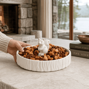 Arthur Court Forest Standing Squirrel Stoneware Nut Bowl