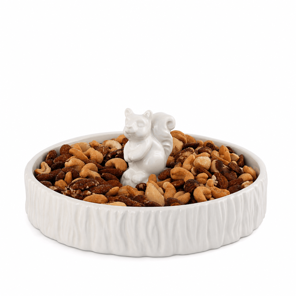 Arthur Court Forest Standing Squirrel Stoneware Nut Bowl