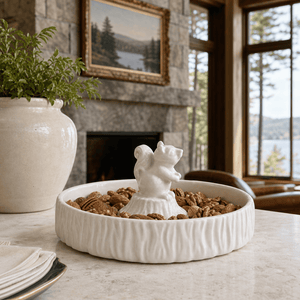 Arthur Court Forest Standing Squirrel Stoneware Nut Bowl