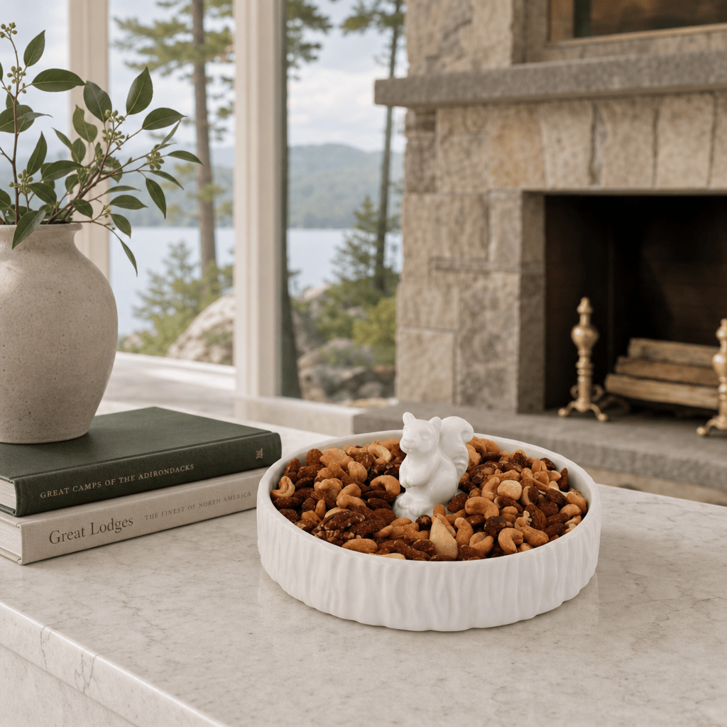 Arthur Court Forest Standing Squirrel Stoneware Nut Bowl