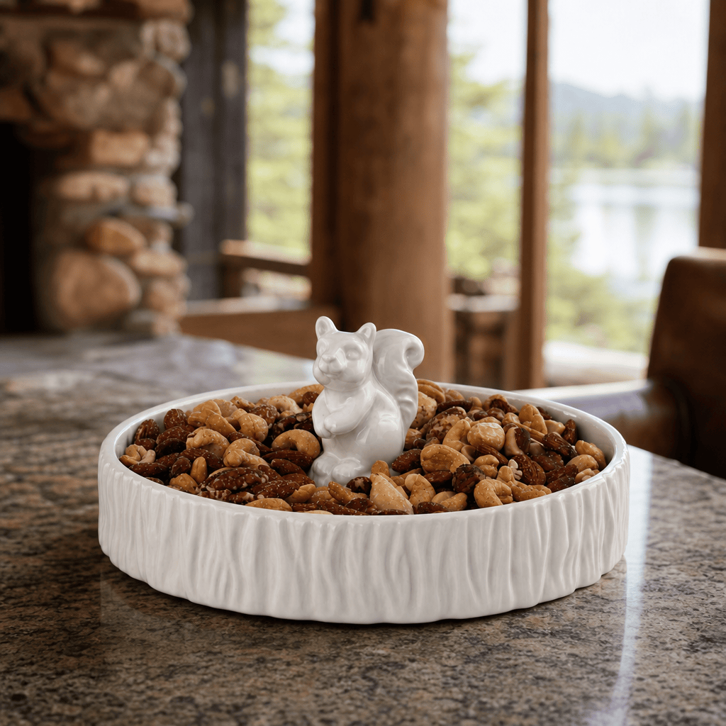 Arthur Court Forest Standing Squirrel Stoneware Nut Bowl