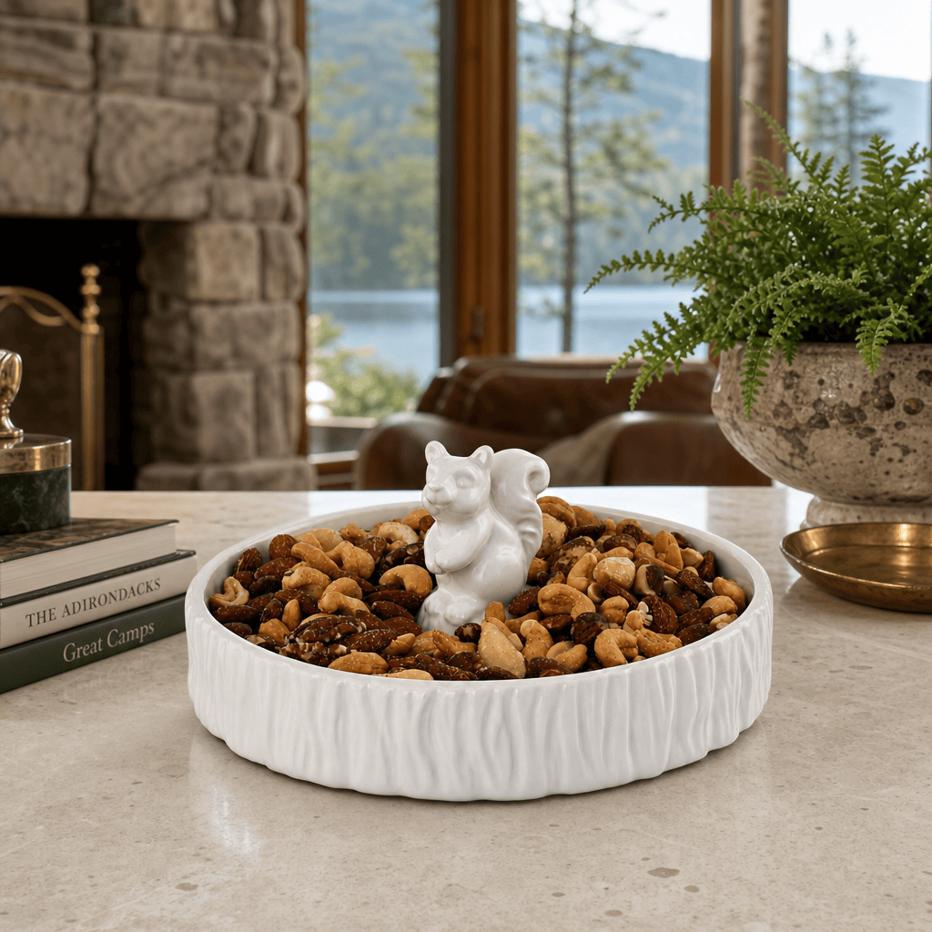 Arthur Court Forest Standing Squirrel Stoneware Nut Bowl
