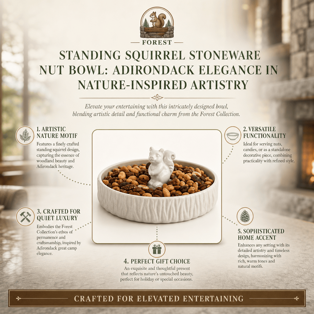 Arthur Court Forest Standing Squirrel Stoneware Nut Bowl