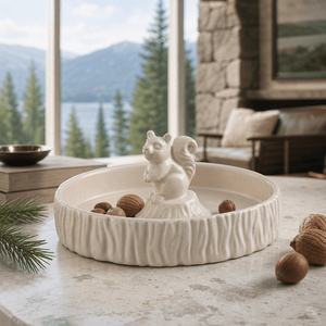Arthur Court Forest Standing Squirrel Stoneware Nut Bowl