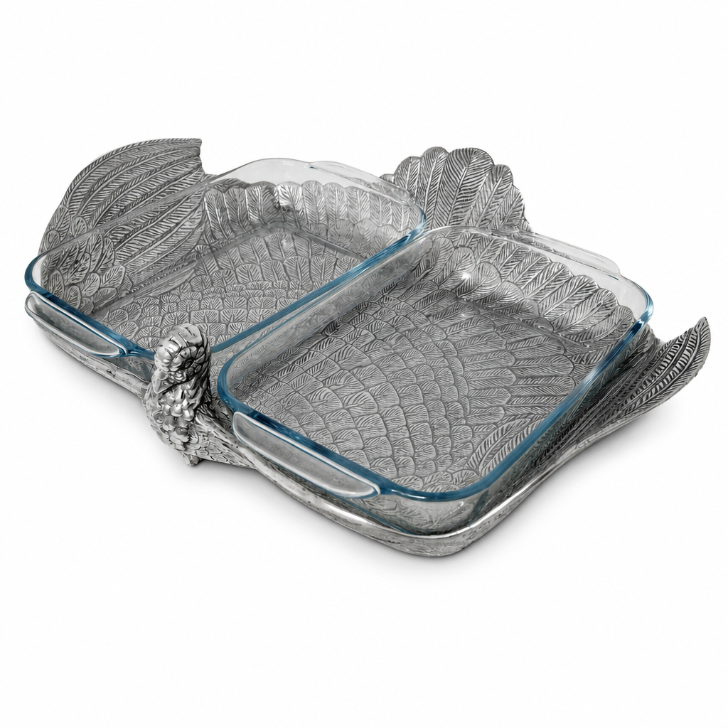 Arthur Court Game Birds 2Qt Double Base Turkey Casserole Holder