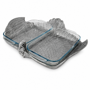 Arthur Court Game Birds 2Qt Double Base Turkey Casserole Holder