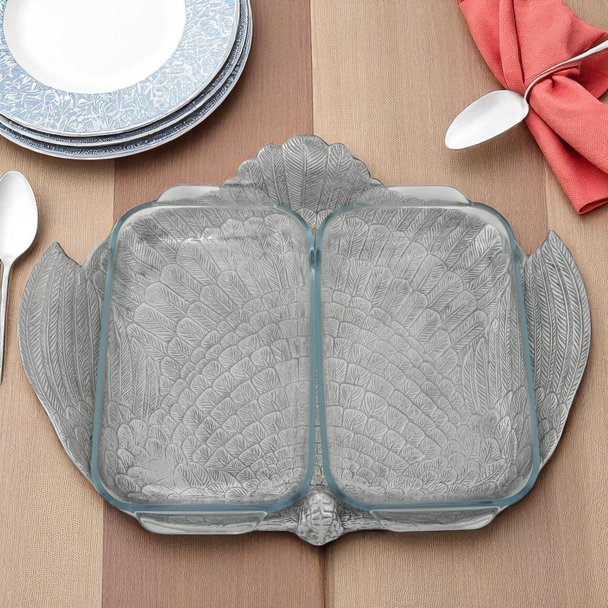 Arthur Court Game Birds 2Qt Double Base Turkey Casserole Holder